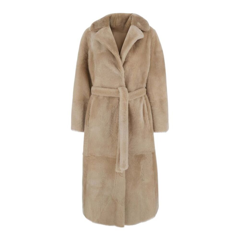 Yves Salomon Women Coat 120Cm With Shirt Collar And Front Closure Women Pink